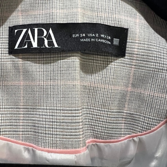 Zara Light Gray Plaid Blazer / Jacket - Picture 2 of 3